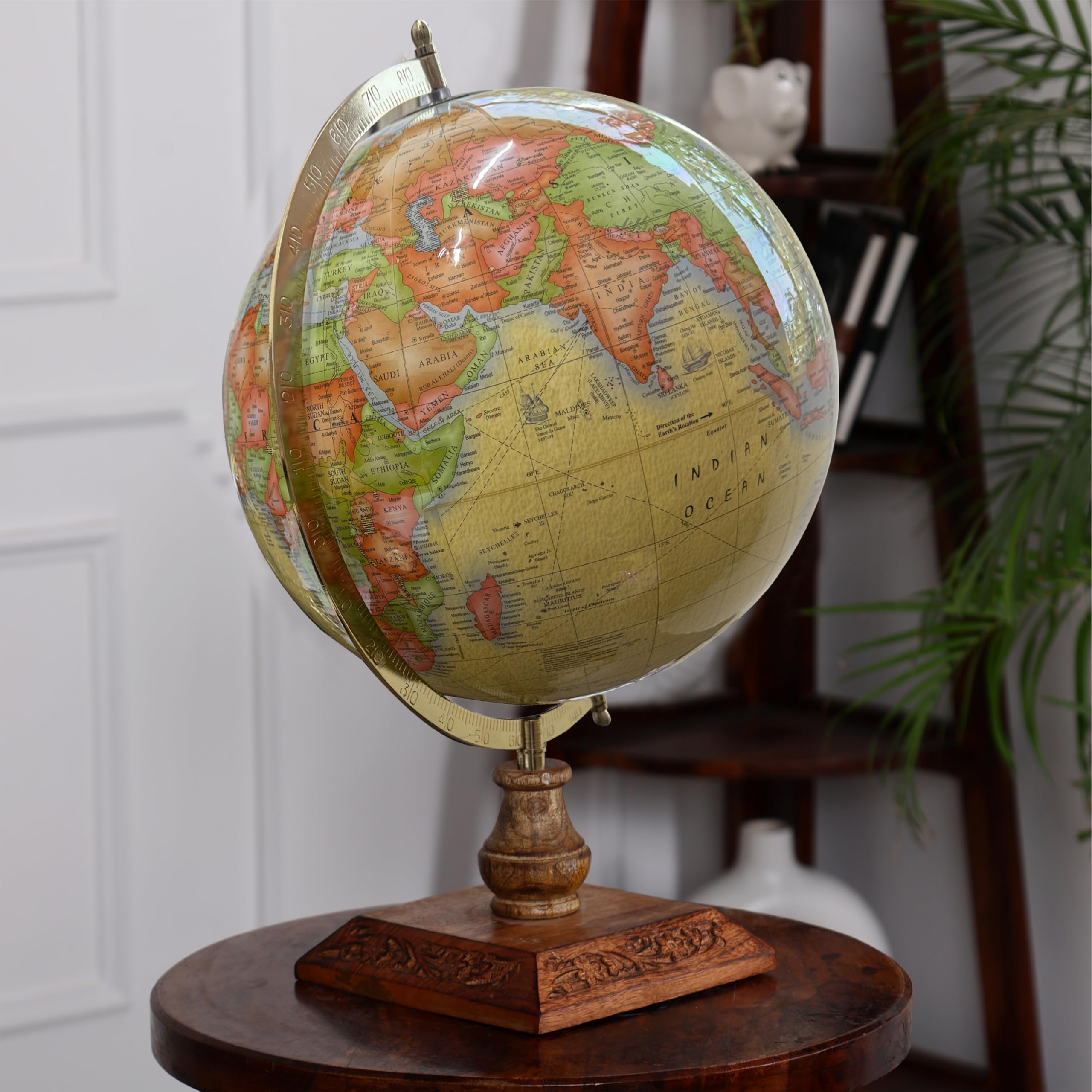 GLOBE DADDY Rotating World Globe 12 Inch with Metal Arc and Wooden Stand for Home Décor, Office Decor and Decorations items, Birthday, Party Gifts and Anniversary.(Brown) 2