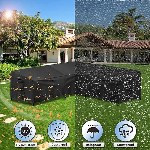 Miniatura 6 de PureFit Funda de sofá modular para exteriores, impermeable, en forma de V, para patio, terraza, césped y patio trasero, 89 x 89 pulgadas, color negro
