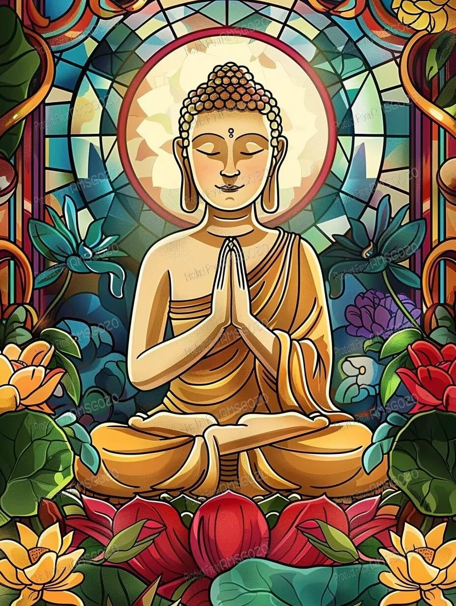 Amazon.com: Cartoon Abstract Buddha Wooden Framed Canvas Poster