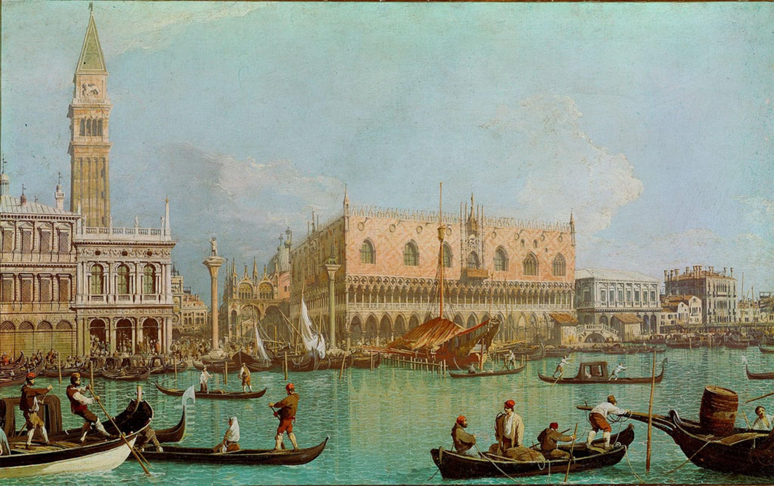 SERENDIPITP Retro Picture Poster Wall Art Pictures Painting the Mole with the Ducal Palaceese of the Basin of Saint Mark by Canaletto Wall Art Canvas Print for Wall Decor 60x90cm
