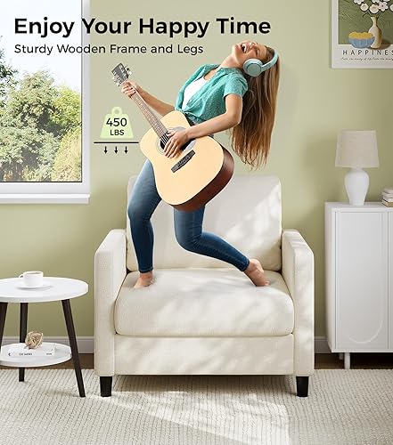 Miniatura 4 de Silla decorativa para sofá, silla de lectura de 33 pulgadas para dormitorio, sillas de sala de estar de instalación sin herramientas, cómodas sillas