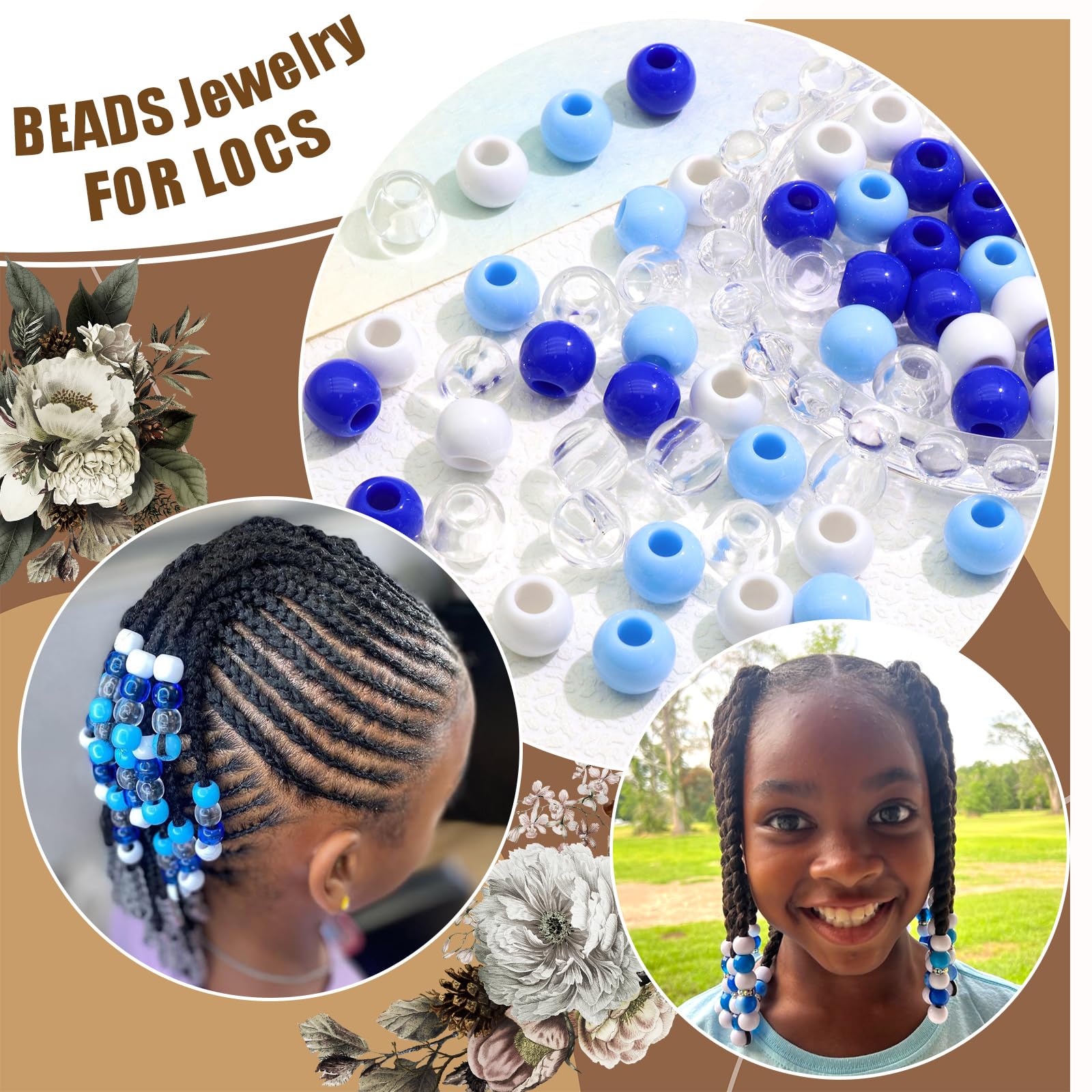 Amazon.com : NAISKA 60Pcs Hair Beads for Kid Circle Pony 