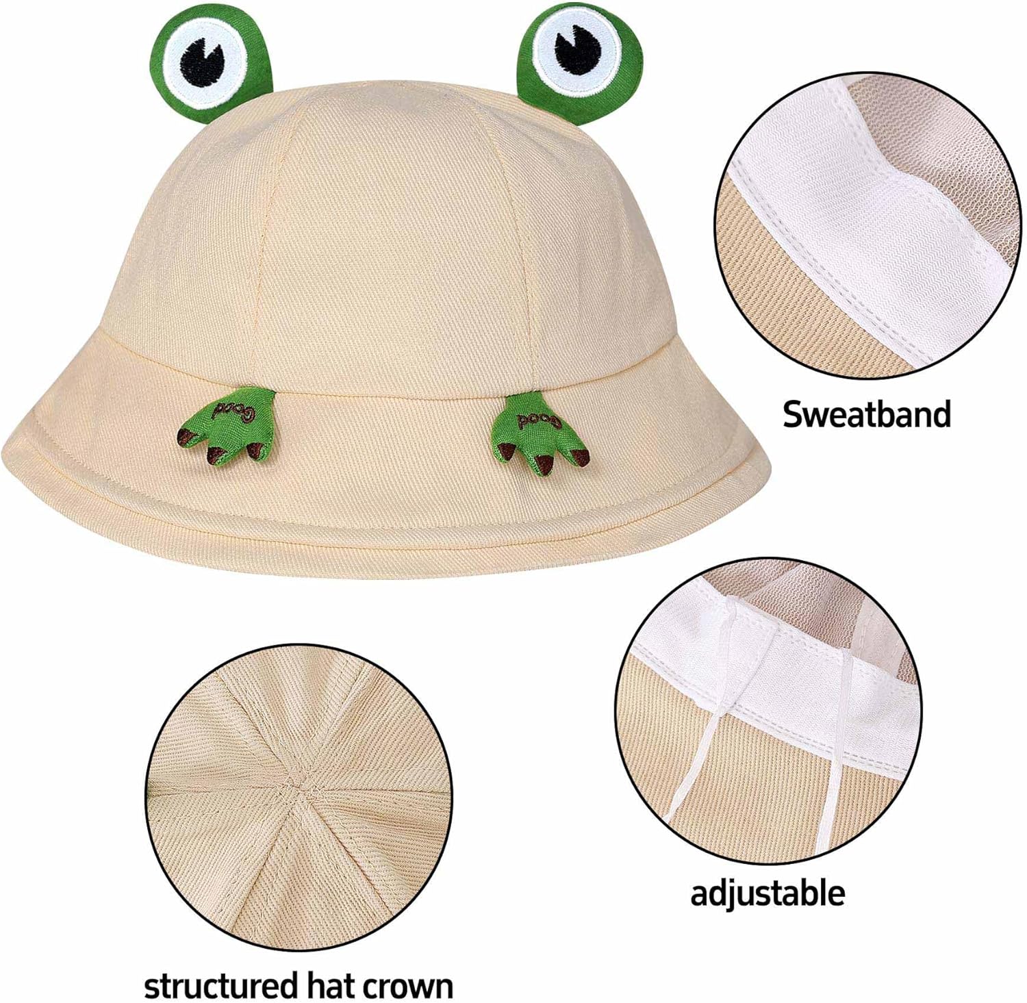 Funny Frog Hats Bucket Hat for Women Men Beach Sun UV Protection Adjustable Summer Packable Cotton Gifts Silly Decor - Image 3