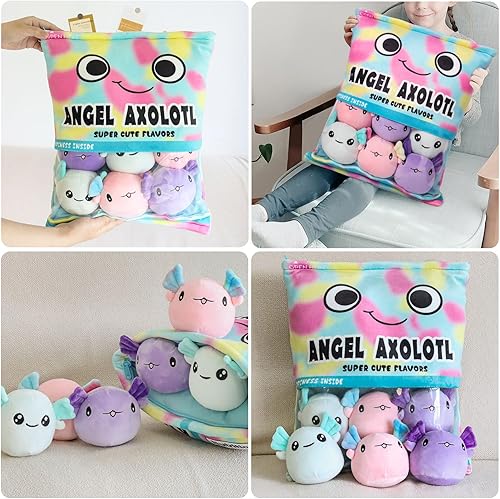 Miniatura 5 de Almohada de Peluche de Ajolote, Linda Almohada de Ajolote con Peluches de Ajolote, Bolsa de Muñecos de Animales de Peluche de Ajolote, Regalo de