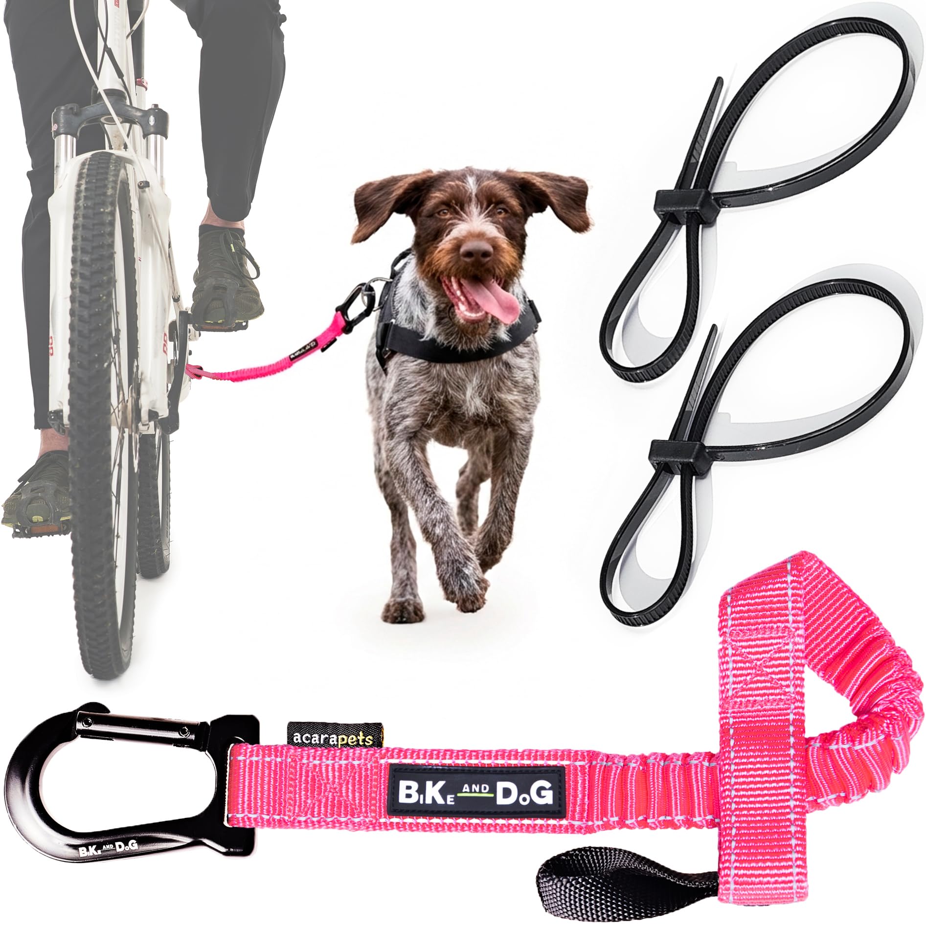 BIKE AND DOG - Fahrrad-Hundeleine, werkzeuglose Befestigung, spezielles  Geschirr als Option, inklusive 2 Fahrradbndern. Patentiert. (Rosa) :  Amazon.de: Haustier