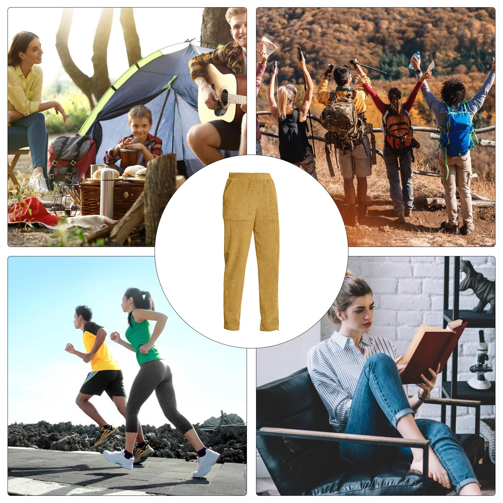 Damen Cord-Baumwollhose - Weiche, elastische Taillenhose mit geradem Bein und Taschen,Cordhose mit geradem Bein für Mädchen (Khaki,Khaki)