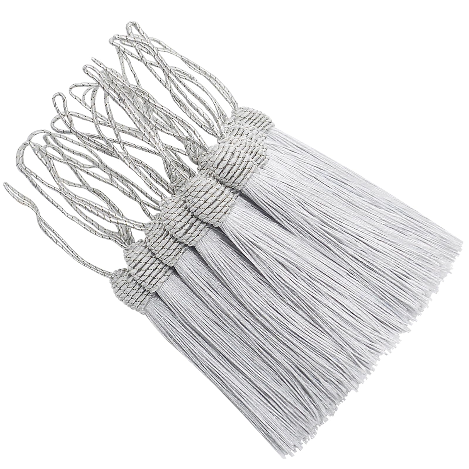Silky Bookmark Tassels DIY Craft: 20pcs Small Handmade Pendant for Projects Supply, Sewing, Key, Garlands Trim, Keychains, Bags, Earrings Jewellery Making and Home Furniture Decor (Grey)