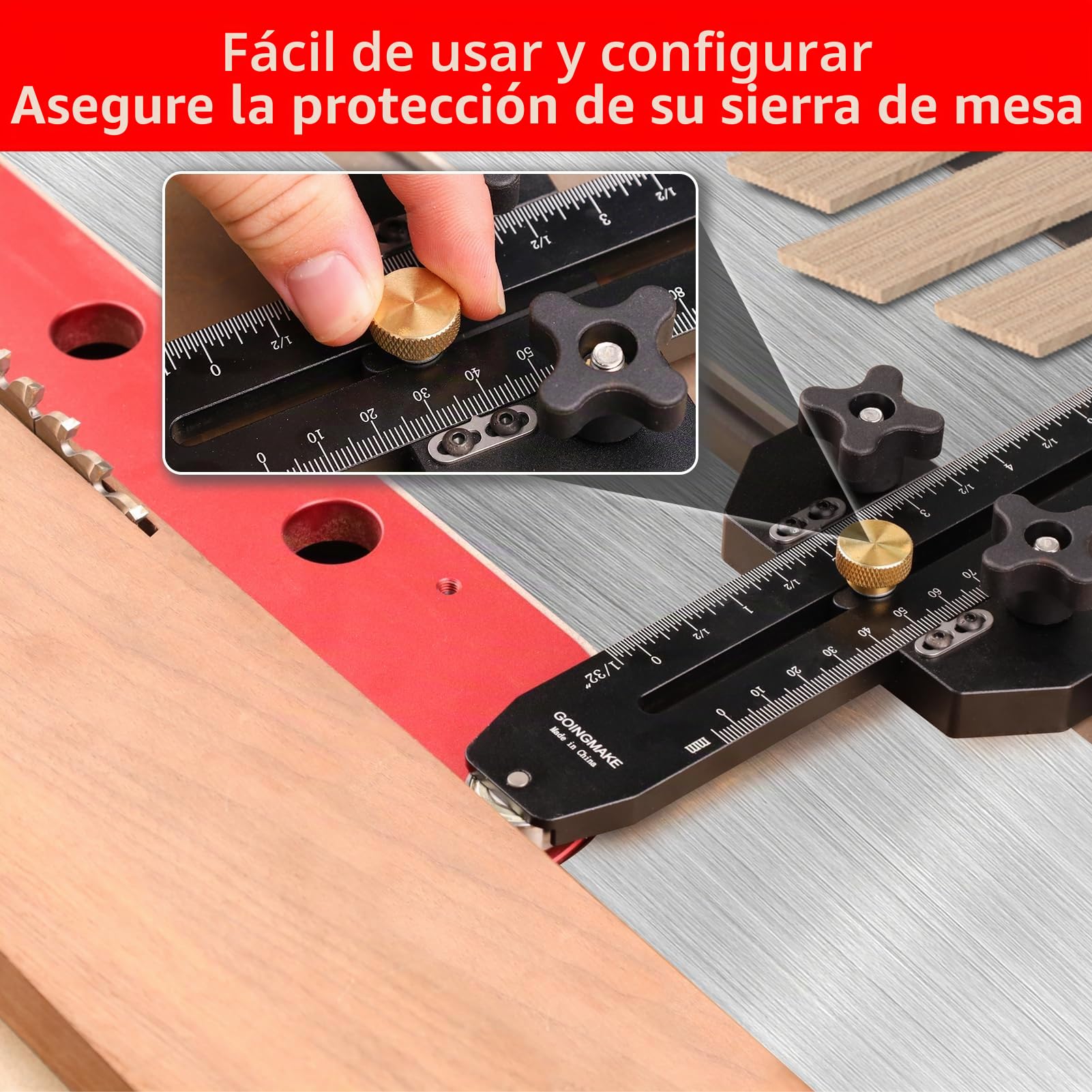 GOINGMAKE Guía de plantilla de sierra de mesa de corte fino para hacer cortes repetitivos de tiras finas y estrechas, herramientas de carpintería, guía de rasgado rápido y delgado para sierra de mesa,
