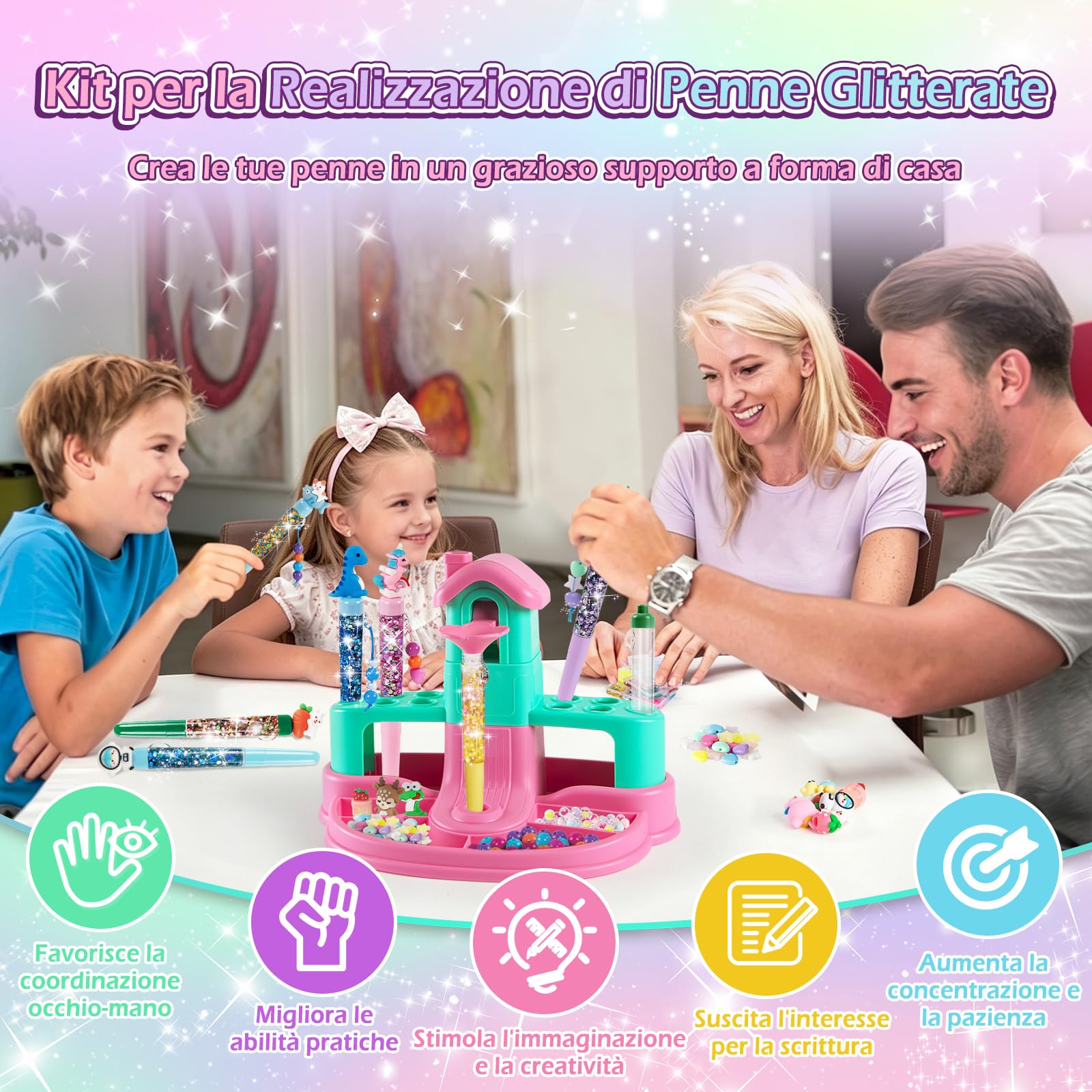 Kazzley 78+ PCS Fabbrica di Penne a Forma di Casa, Arti e Mestieri per Ragazze 6 7 8 9 10 12 anni, Kit di Creazione di Penne Personalizzabili, Giocattoli Regalo per Bambini e Ragazze in Comunione e