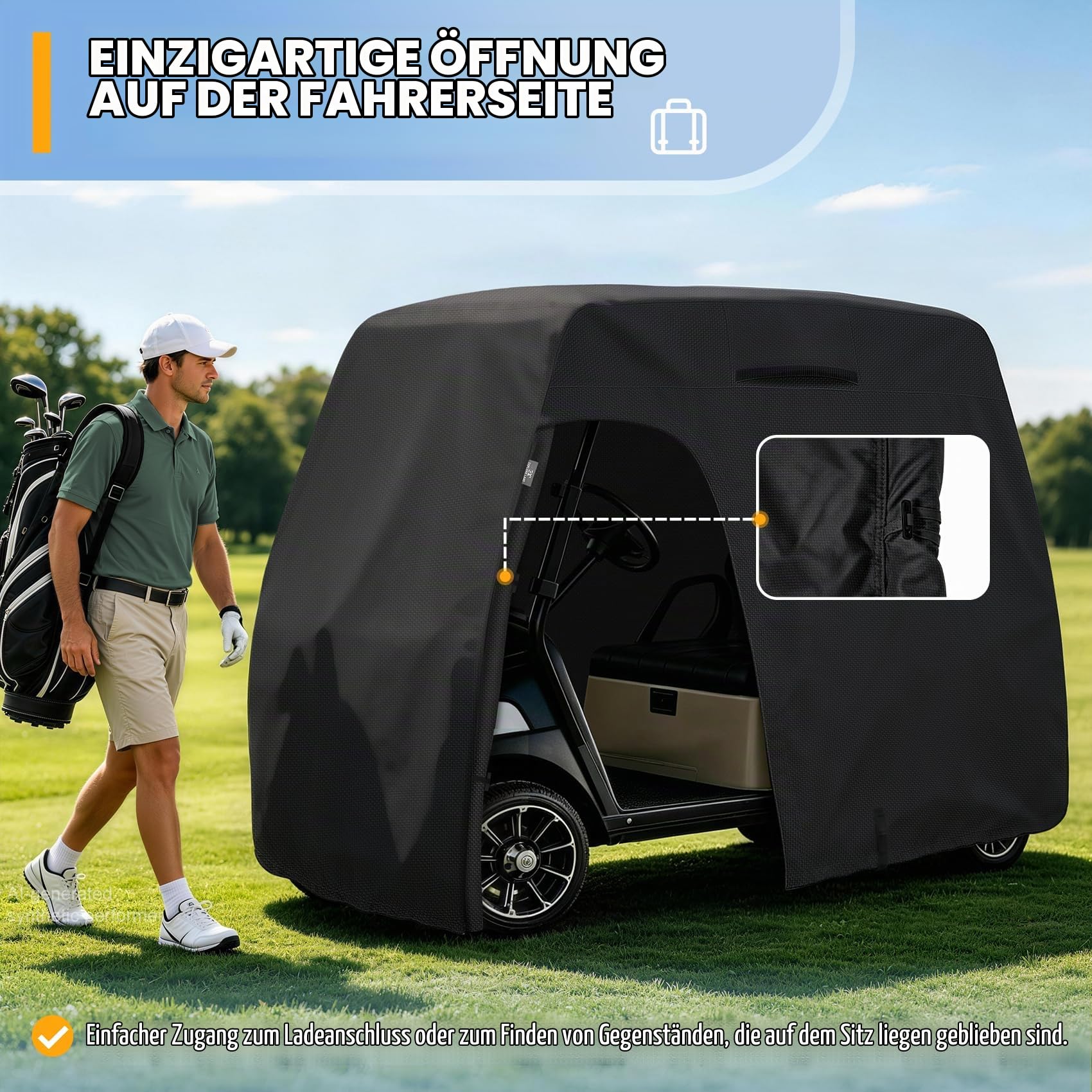 Explore Land 600D wasserdichte Golfwagen-Abdeckung, universell passend für die meisten Marken 2 Beifahrerwagen