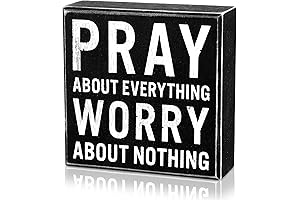 Pray About Everything Worry About Nothing - Rustic Black Christian Desk Decor