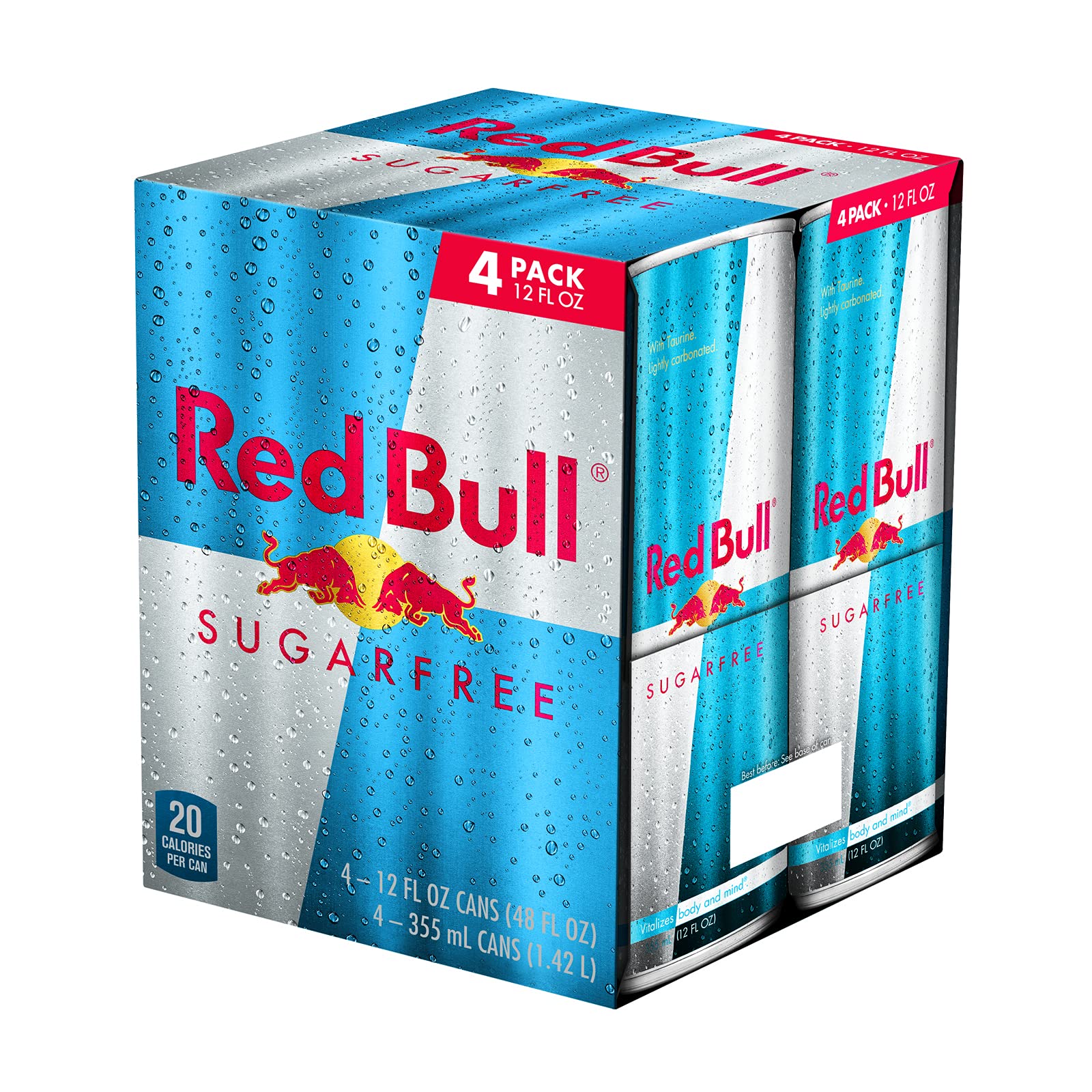 Red Bull Energy Drink Sugar Free 4 Pack of 12 Fl Oz, Sugarfree Buy
