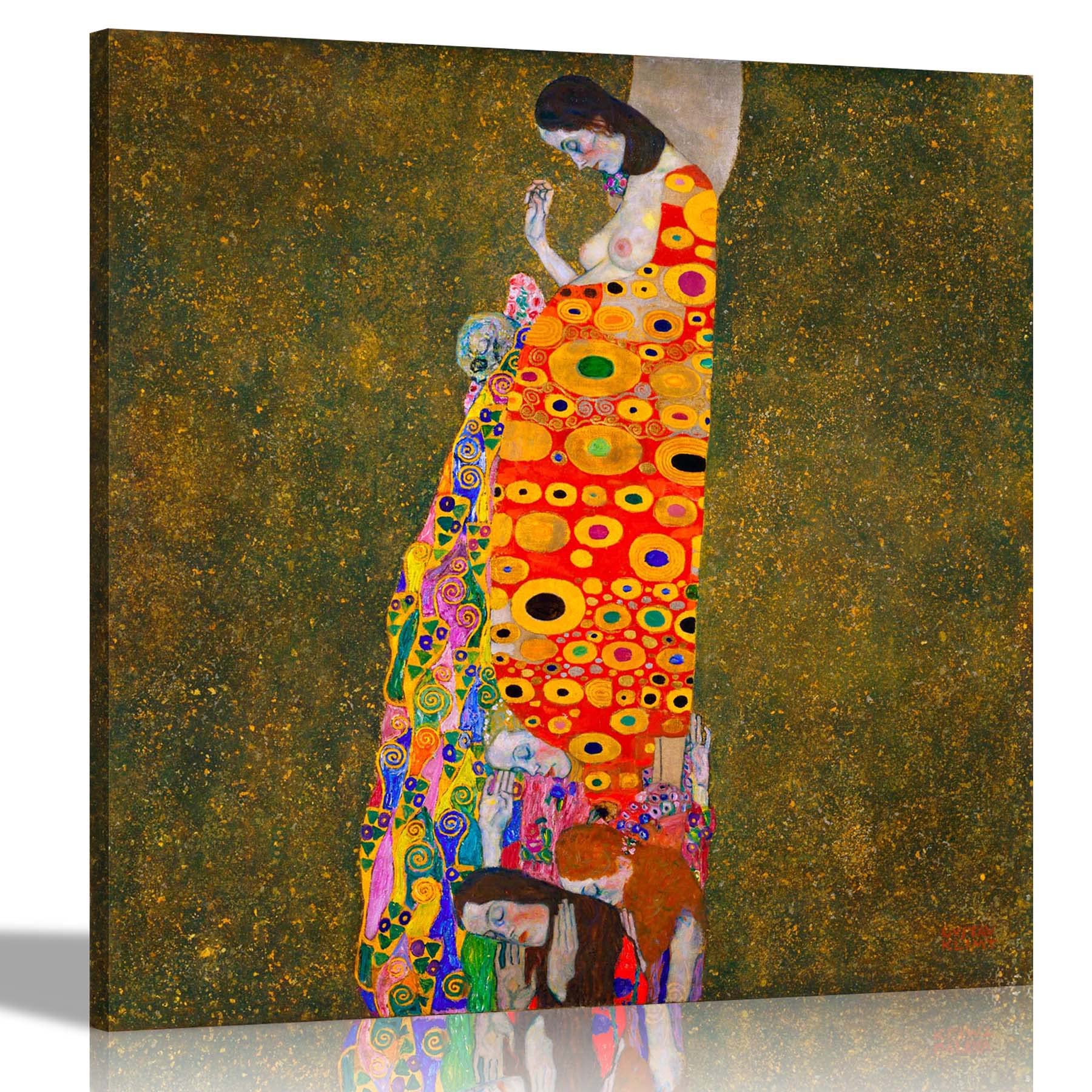 Hope 2 by Gustav Klimt Prints Canvas Wall Art Quality HD Pictures on Framed Artwork 60 x 60cm (24 x 24 inches)