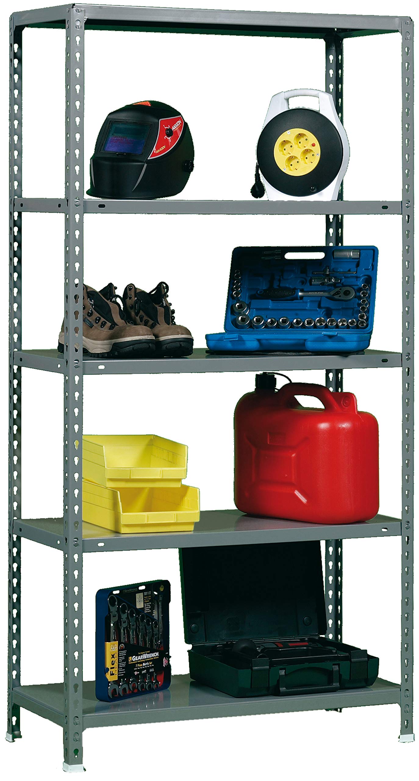 Simon Rack Estantería Metálica, 180x80x40 cm, 5 Alturas, Bandeja Metal, 70 kg de Punto Flexión, Estanterías Almacenaje, Gris - Ecoclick