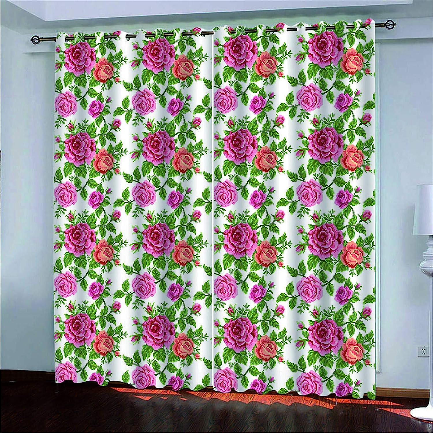 Rideau thermique salon cuisine occultant fleurs 3D