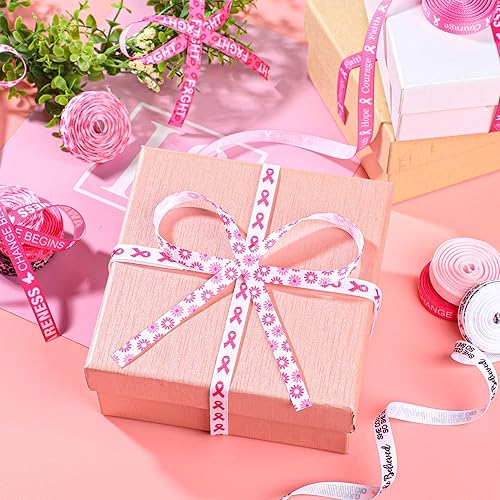 Miniatura 5 de 12 rollos de cintas de grogrén para concientización sobre el cáncer de mama, cinta rosa para hacer lazos para manualidades, cintas decorativas para