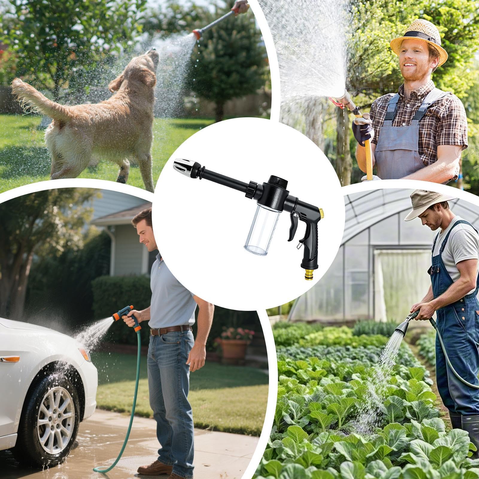 Pistola Per Schiuma, Pistola Per Lavaggio Auto Con Getto Di Schiuma Regolabile Per Auto, Include Dispenser Di Sapone, Per Pulizia Moto Camion Giardino Pannelli Per Animali Domesti