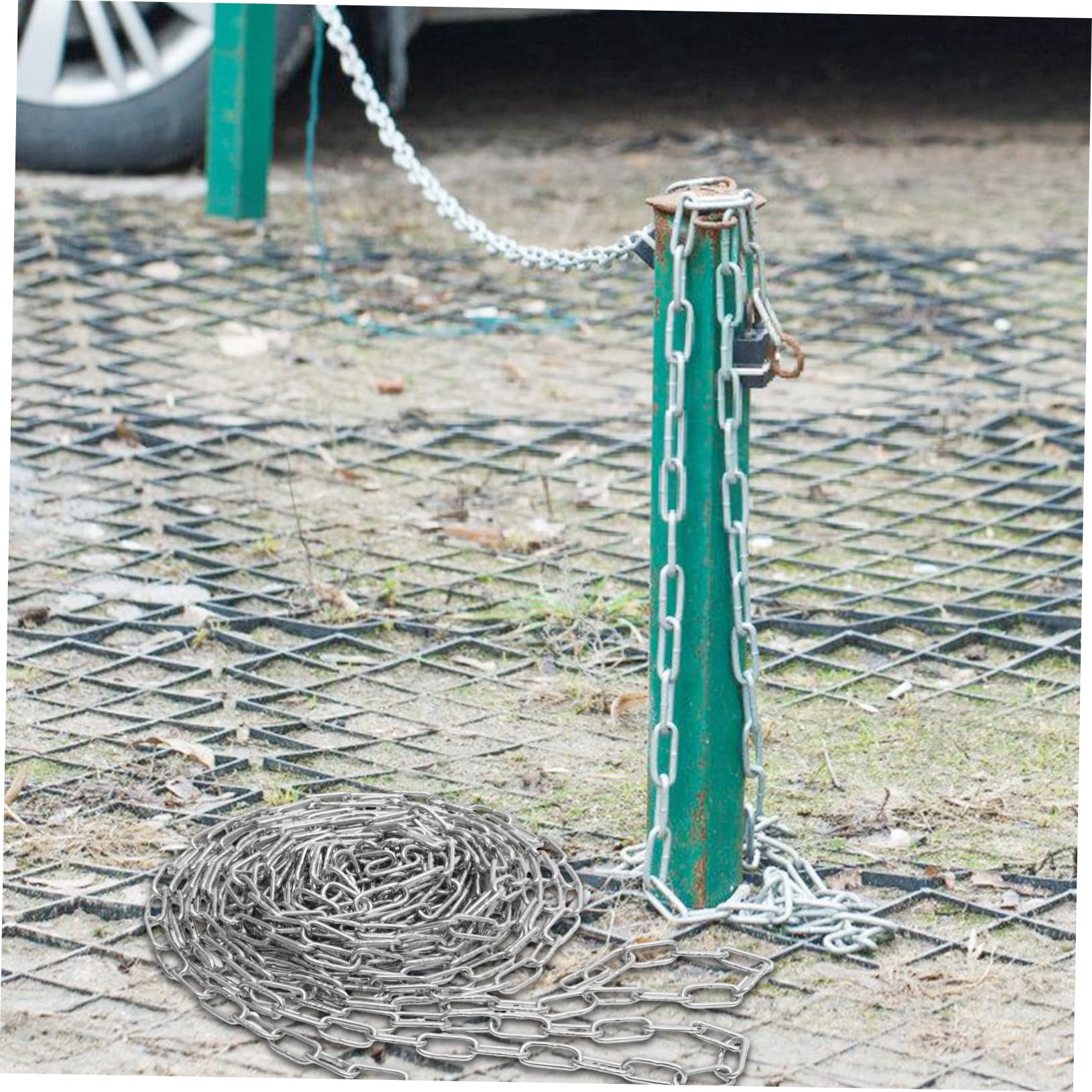 Chaîne de Sécurité Argentée en Fer Galvanisé, Maillons 1 Pouce, 25 Pieds | Barrière de Parking, Usage Intérieur et Extérieur, Maintien de L’ordre, Style Élégant
