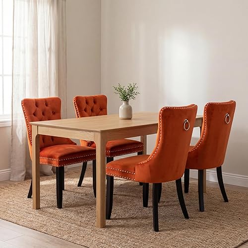 Miniatura 12 de Sillas de Comedor Juego de 4 sillas de comedor de terciopelo azul claro, Silla tapizada de tela para cocina y comedor, sillas de comedor modernas de