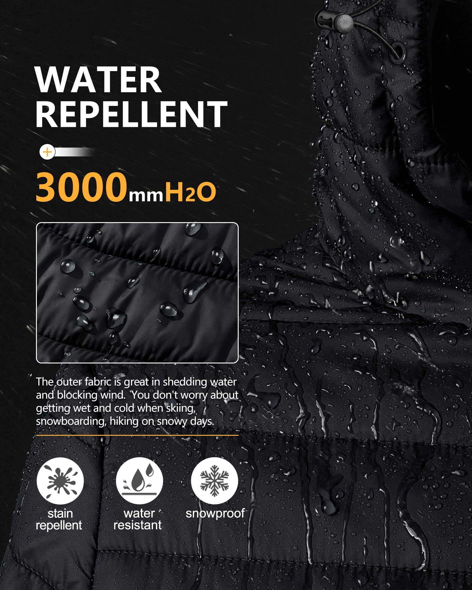 Outdoor Ventures Veste d'hiver légère avec capuche pour femme, chaude, courte, compressible, matelassée, avec doublure, mi-saison, pour randonnée, voyage