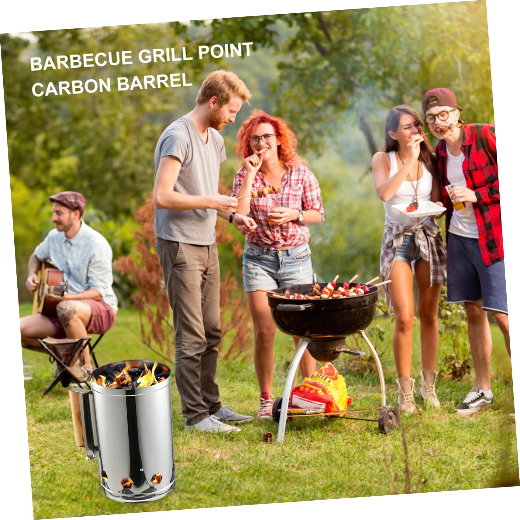 Toyvian Barile Accensione Rapida per Carbonella in Ferro Zincato Pannello Isolante in Legno, Resistente alla Ruggine, per Barbecue da Esterno e Stufa