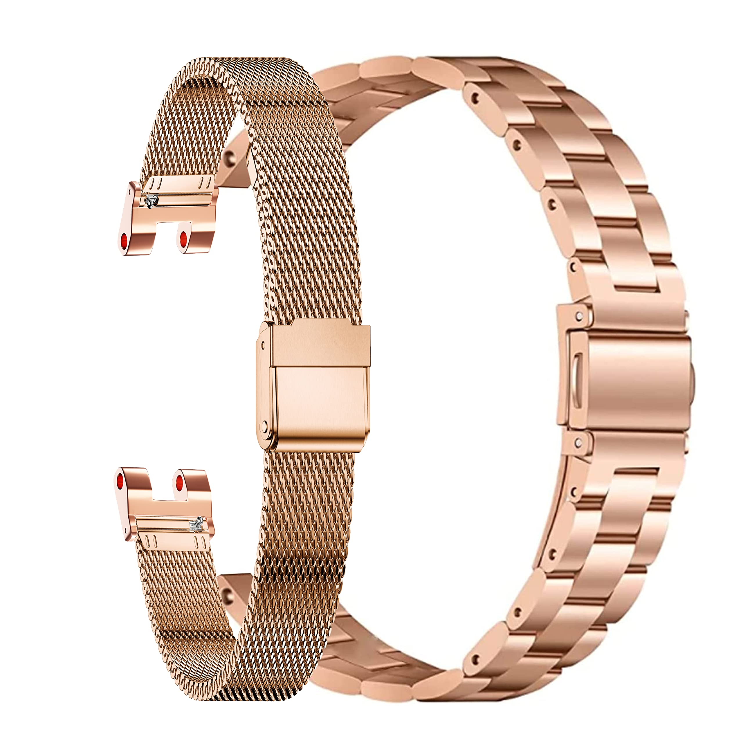 Compatible avec Garmin Lily Band - Bracelet classique en acier inoxydable + bracelet de rechange fin en maille métallique - Accessoire fin pour montre intelligente Garmin Lily - Pour femme - Or