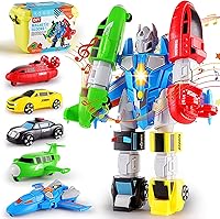 Vista 1 de 5-in-1 Magnetic Vehicles Playset Toy, Transform to Robot, Mix & Match Assembling Building Action Figures Kit with Storage Box, Birthday Gift for