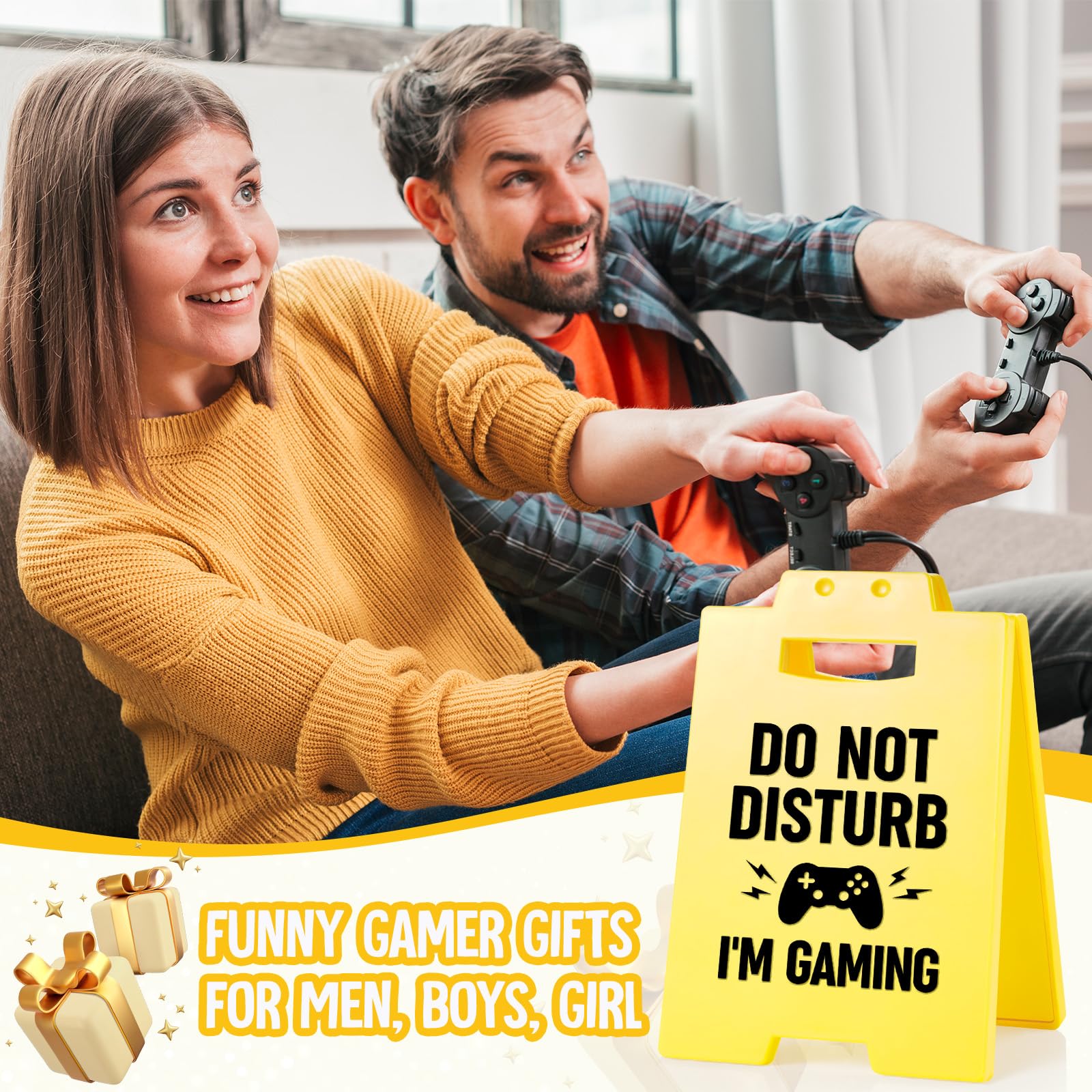 Afterprints Funny Gamer Gifts for Men Teenage Boys, Do Not Disturb I'm Gaming Sign, Cool Gifts for Gamer Guys, Kids, Boyfriend, Son, Grandson, Christmas Gag Gifts, Gaming Room Decor Warning Sign