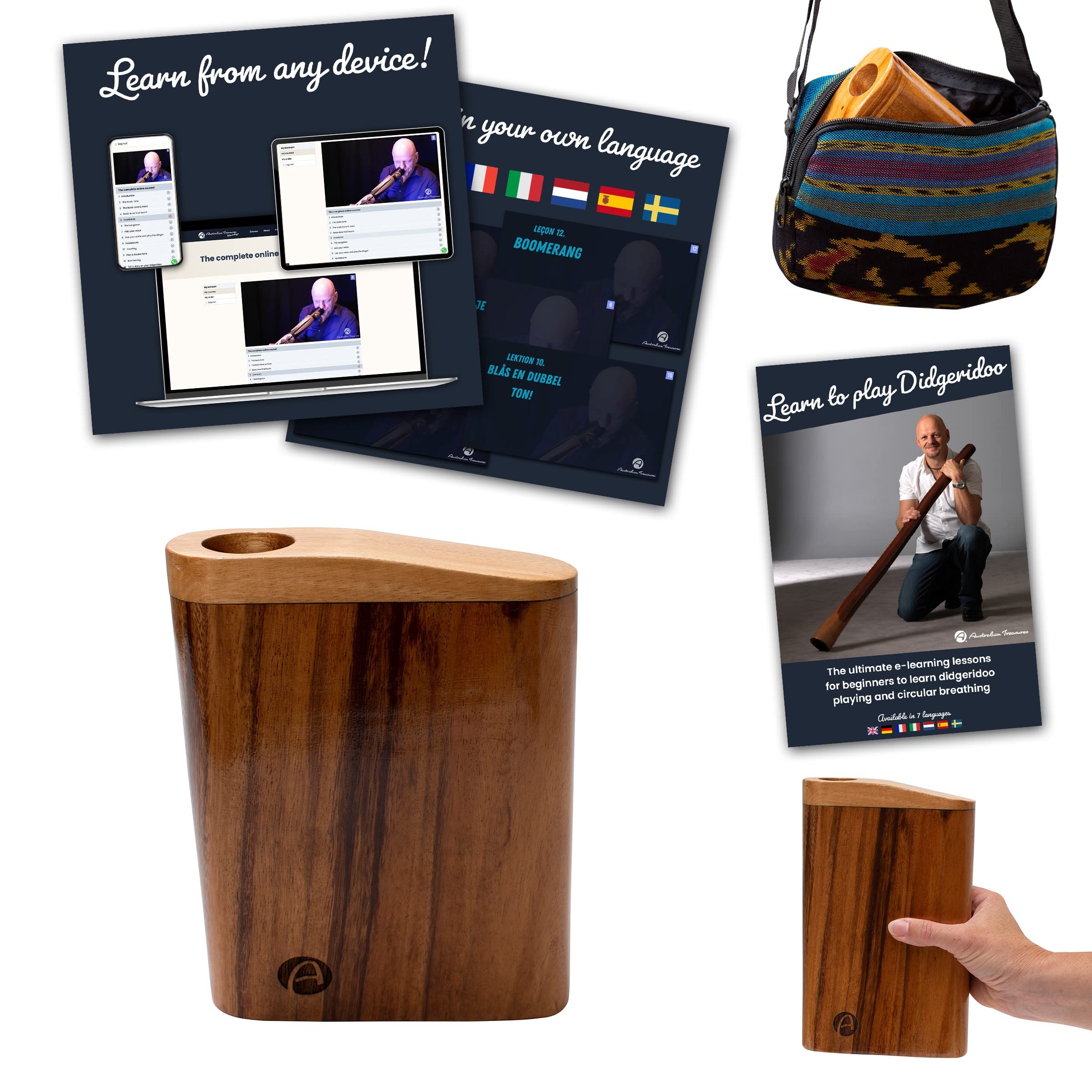 Didgeridoo de voyage y compris cours en ligne Didgeridoo & respiration circulaire