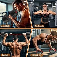 Vista 2 de Juego de mancuernas ajustables 4 en 1, utilizadas como mancuernas, pesas rusas, barra de empuje, equipo multifuncional de gimnasio en casa
