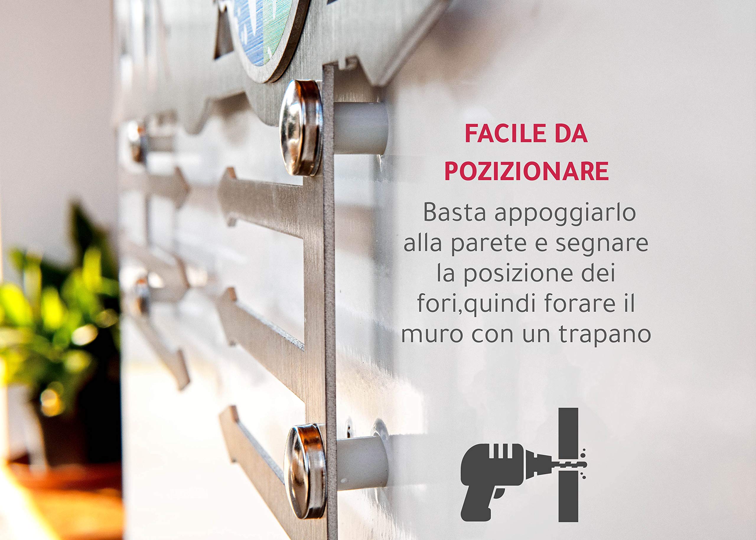 Porta Medaglie Accessori Medal Display da Parete Muro Spartan Race Ocr Medagliere Acciao Inox Spazzolato Trifecta Hanger Gara Medaglia Espositore