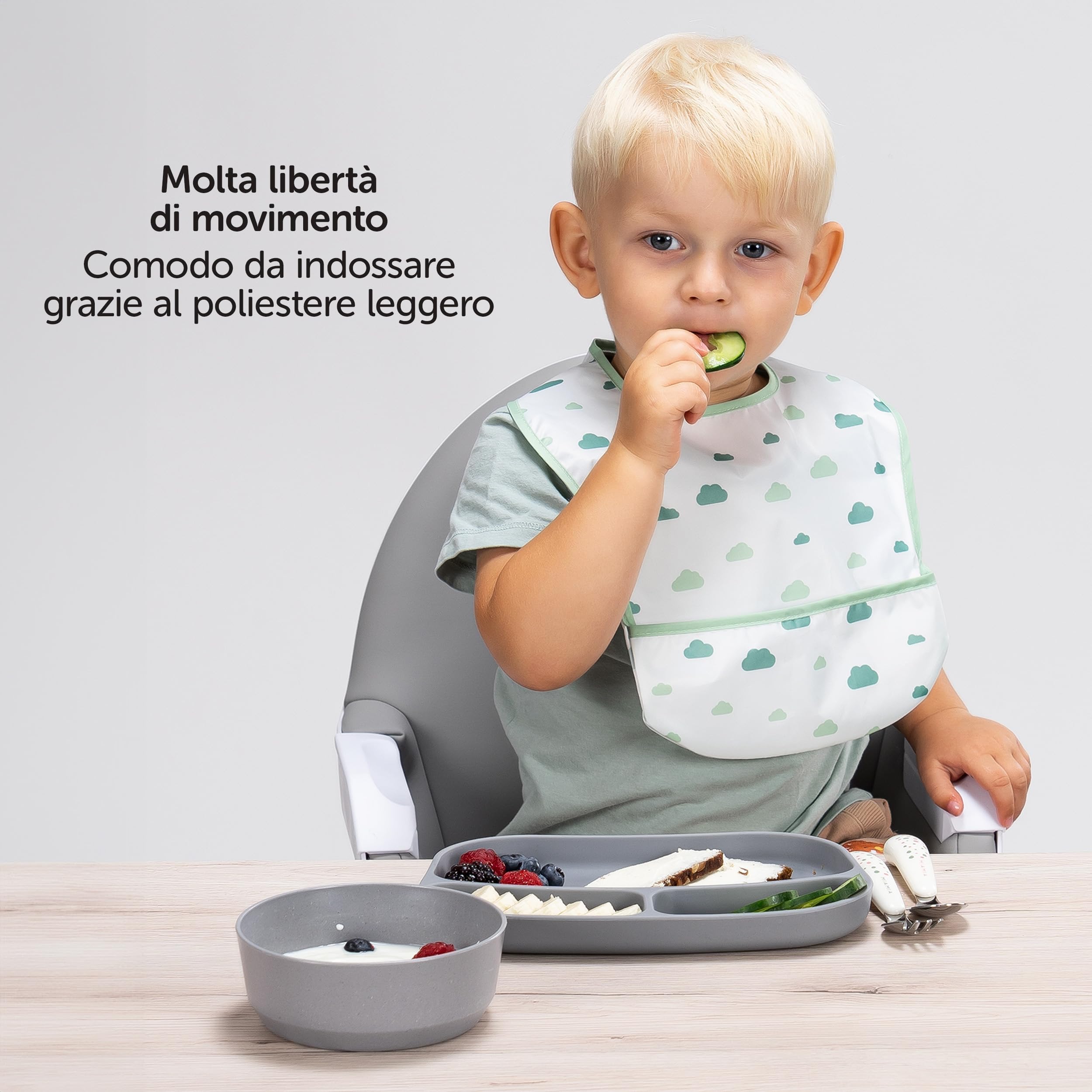 MiaMia Bavaglini Neonato Impermeabili 5pz Bavette con Tasca Chiusura a Strappo Testato OekoTex 100 Lavabile Verde