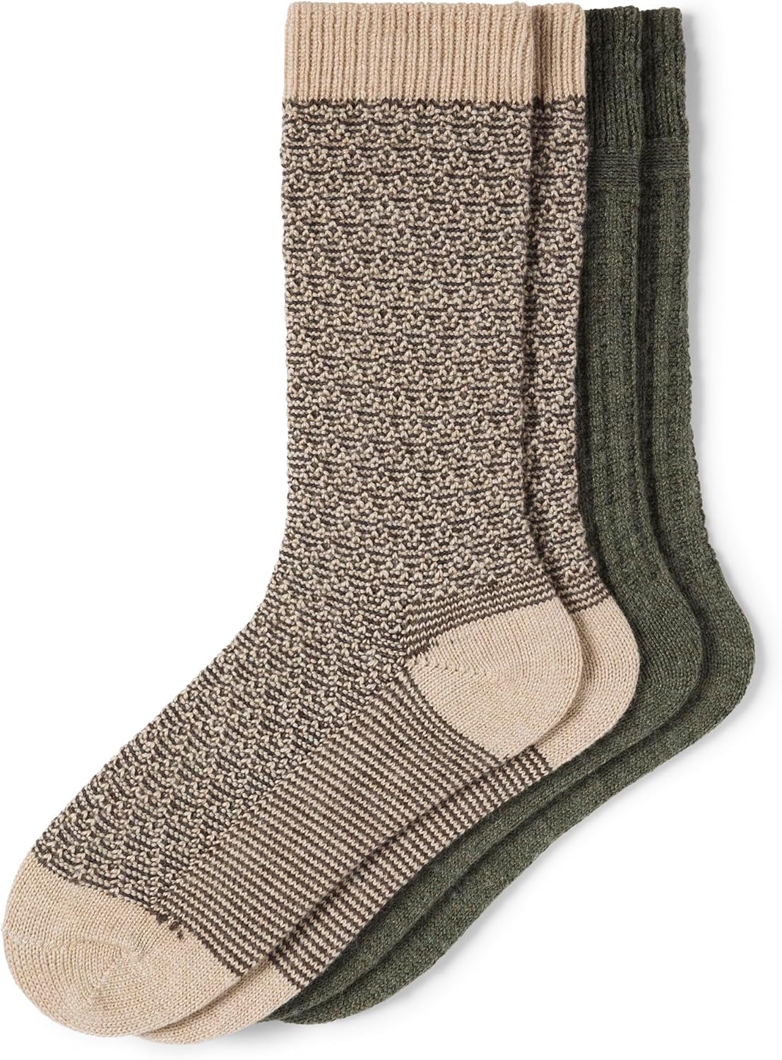 HUE womens Merino Wool Blend Crew Boot Breathable Natural Temperature Regulating Moisture Wicking Athletic Socks 2 Pair Pack