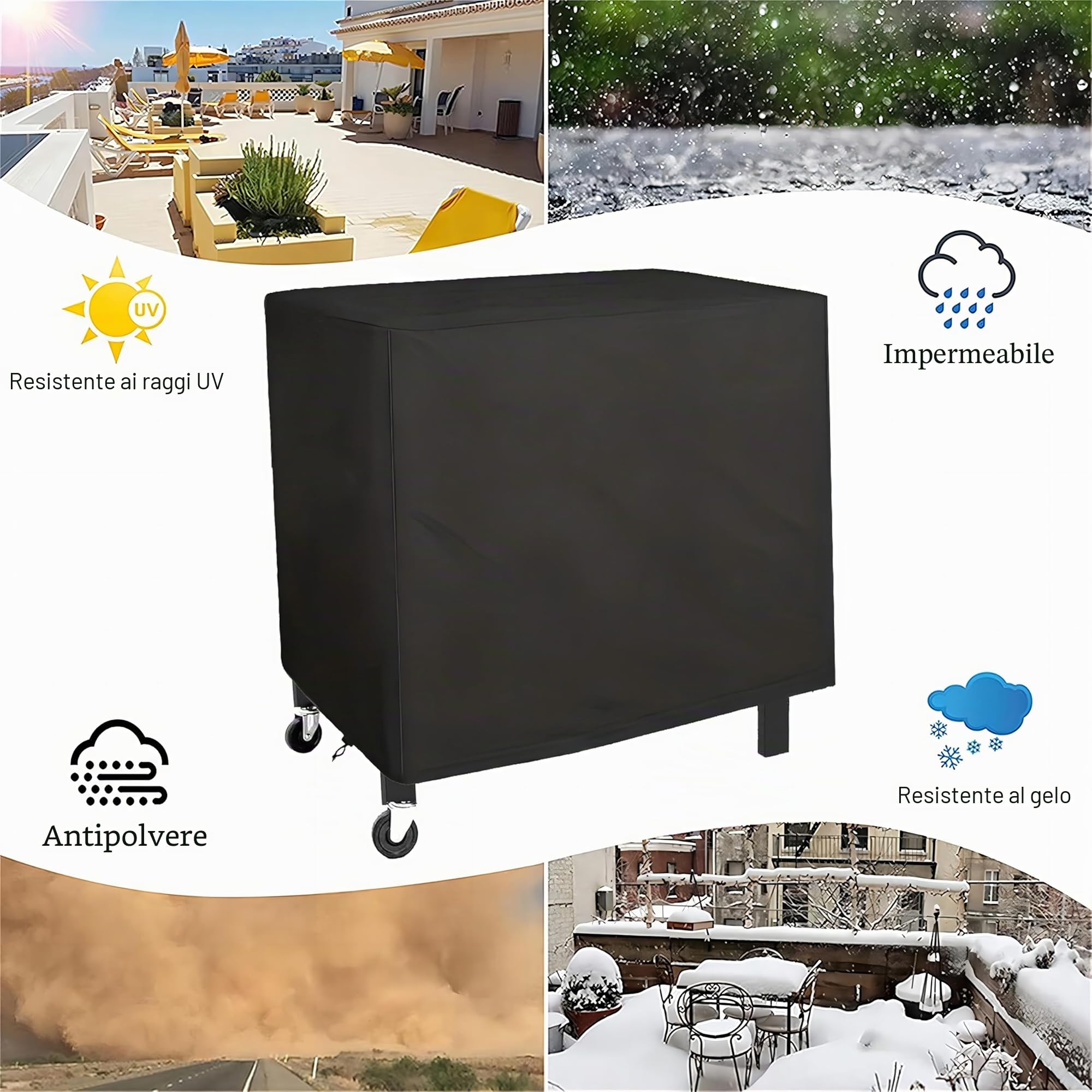 Azatemgo copertura per barbecue da esterno in tessuto oxford 420D, impermeabile, antipolvere, antivento, per Keter Carrello Barbecue(100 x 65 x 90 cm)