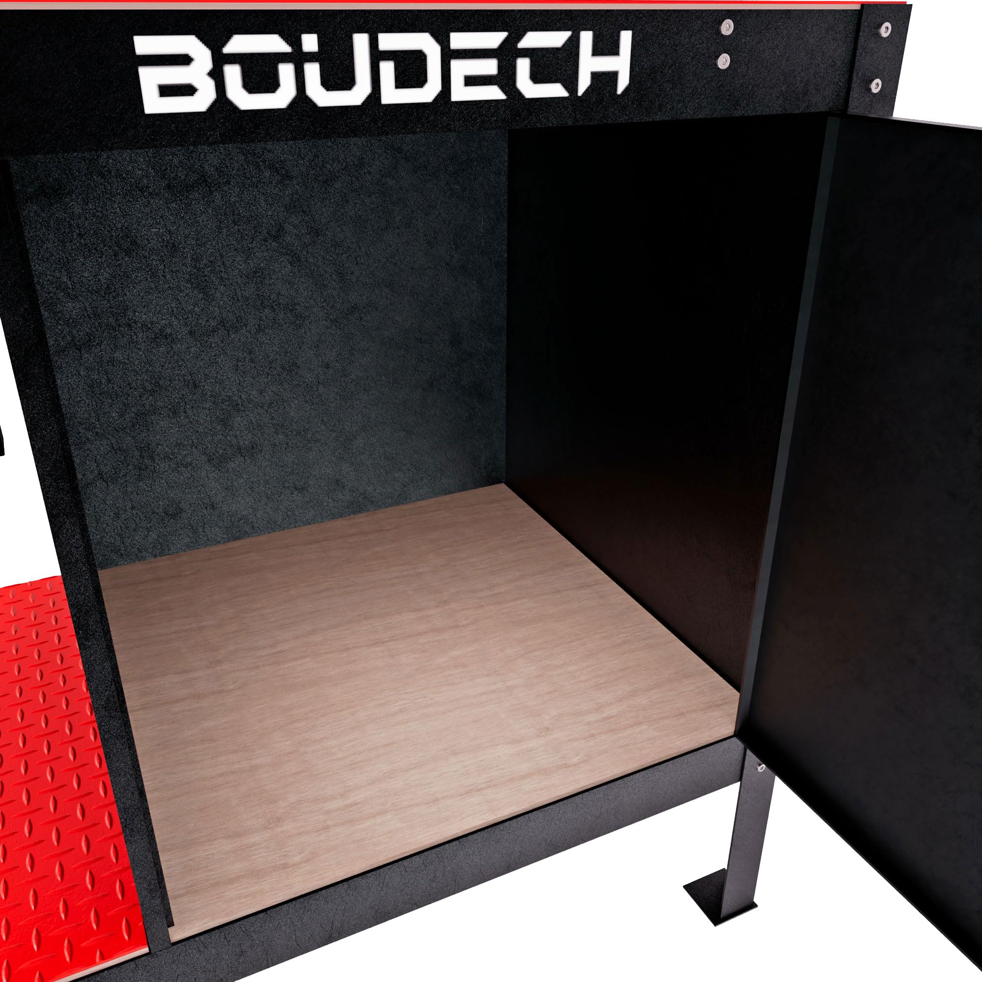 BOUDECH® MANNY - Banco da Lavoro 120x60 cm con Cassetto Porta Utensili 1 Anta e 1 Ripiano Aperto in Metallo Nero