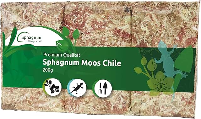 Sphagnum Moos Moosziegel für Terrarium und Orchideen aus Chile 100/200/400 g für Orchideen & Terraristik - Ideal Substrat & Moosstäbe (200 g) product image