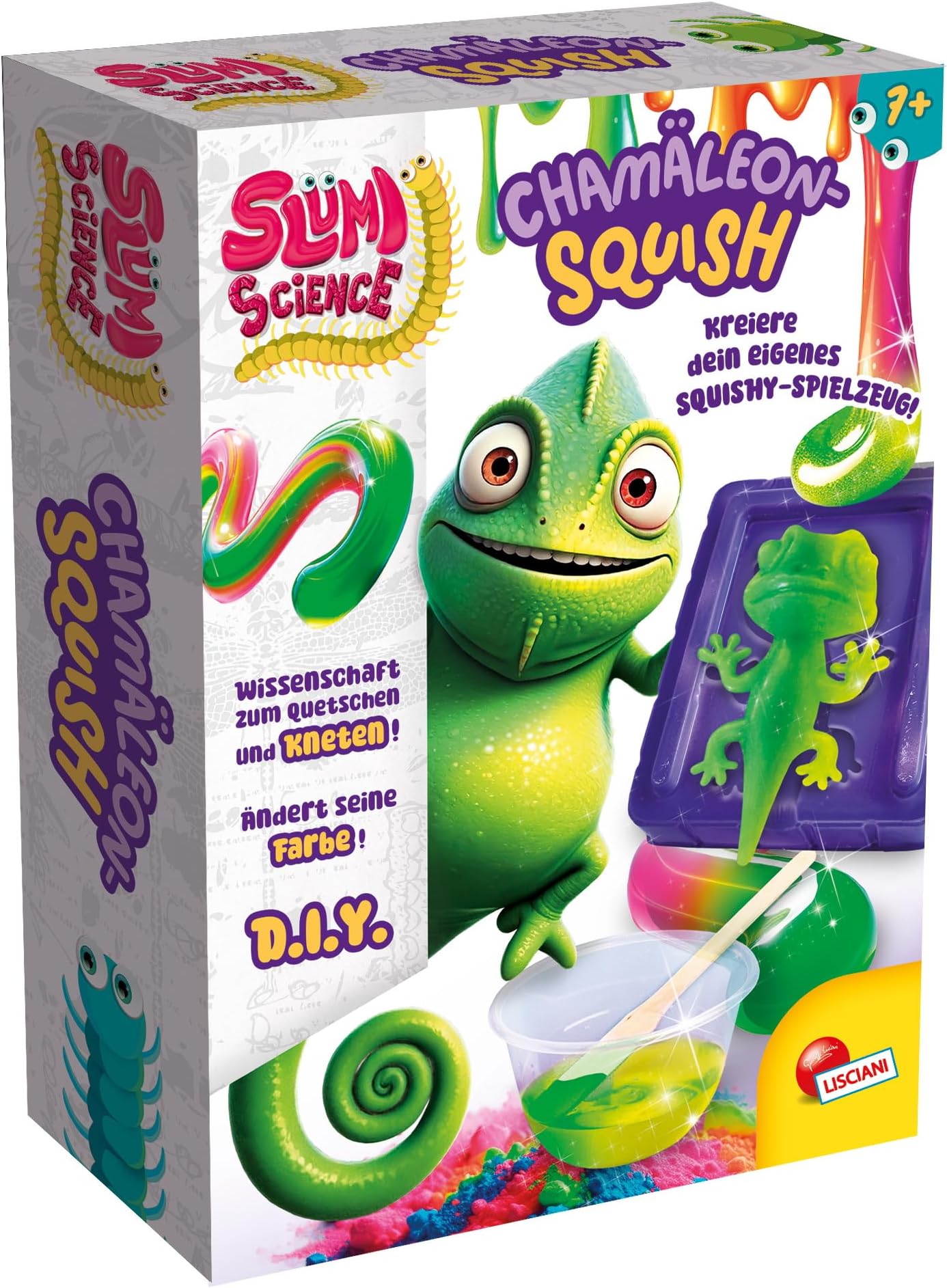 Lisciani - SLUMI Science Squish Chameleon - DIY Chemistry Experiment from 7 Years - Thermo-Squishy Toy for DIY - Colour Changing at Temperature - Children's Chameleon Shape Craft Kit