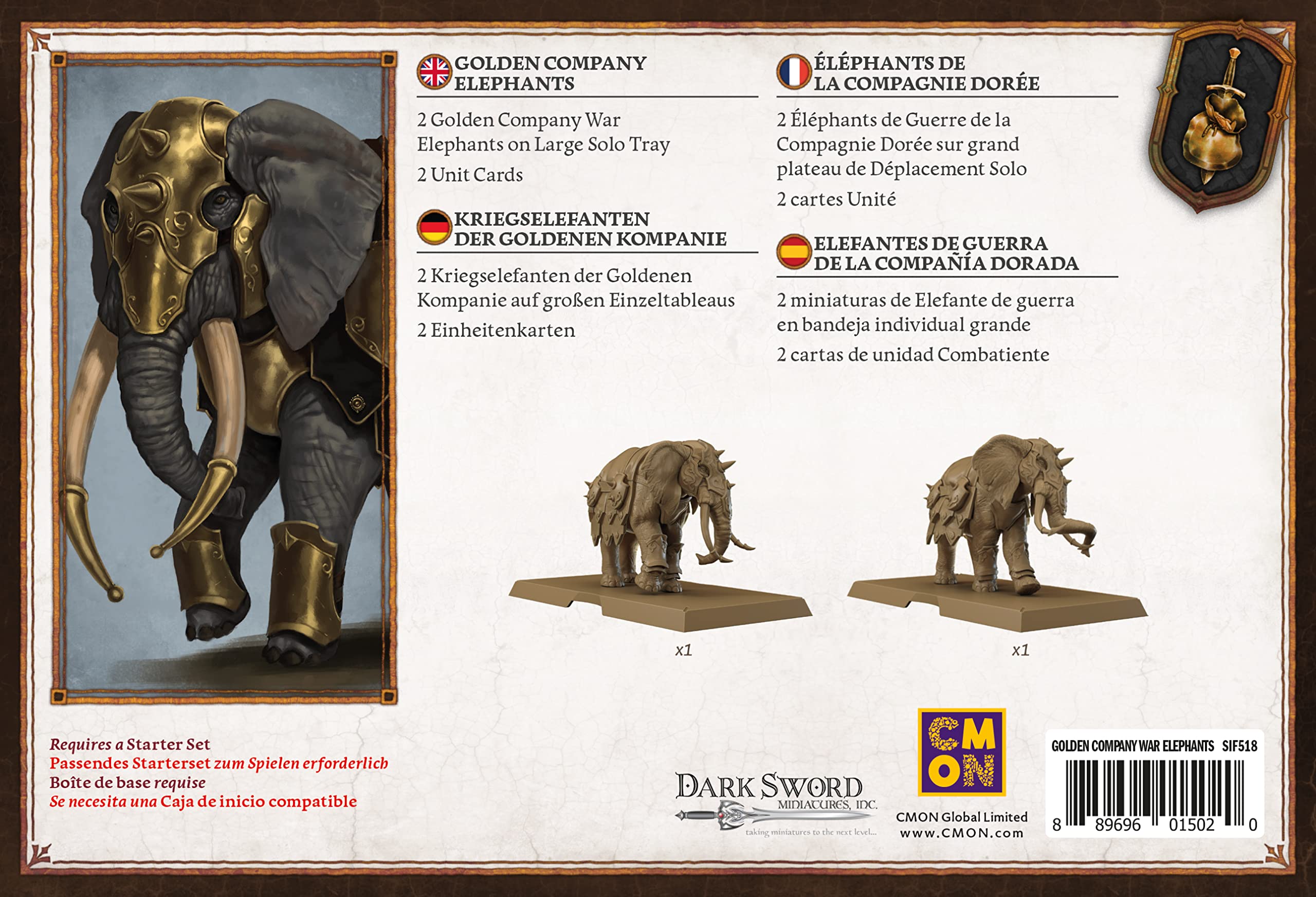 CMON Canción de Hielo y Fuego Elefantes de Guerra de la Compañía Dorada Juego de Miniaturas — view 3