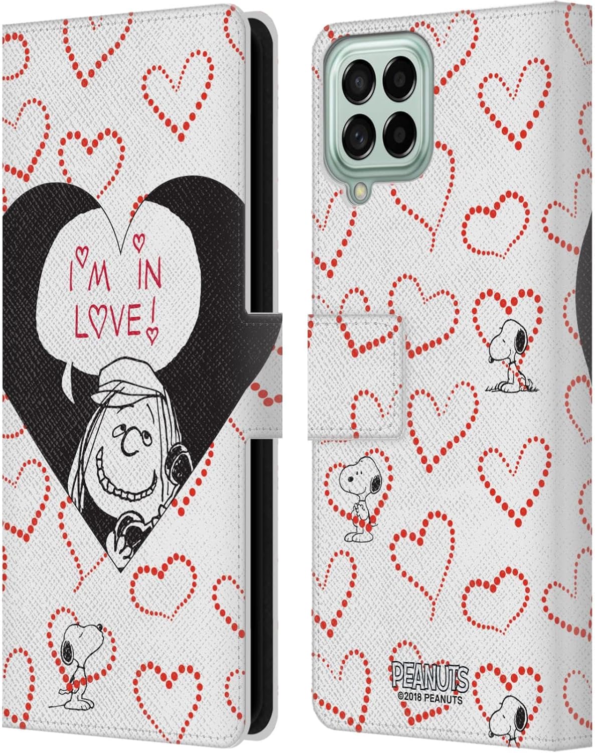 Head Case Designs Officially Licensed Peanuts Peppermint Patty in Love Sealed with A Kiss Leather Wallet Case Compatible with Samsung Galaxy M53 (2022)