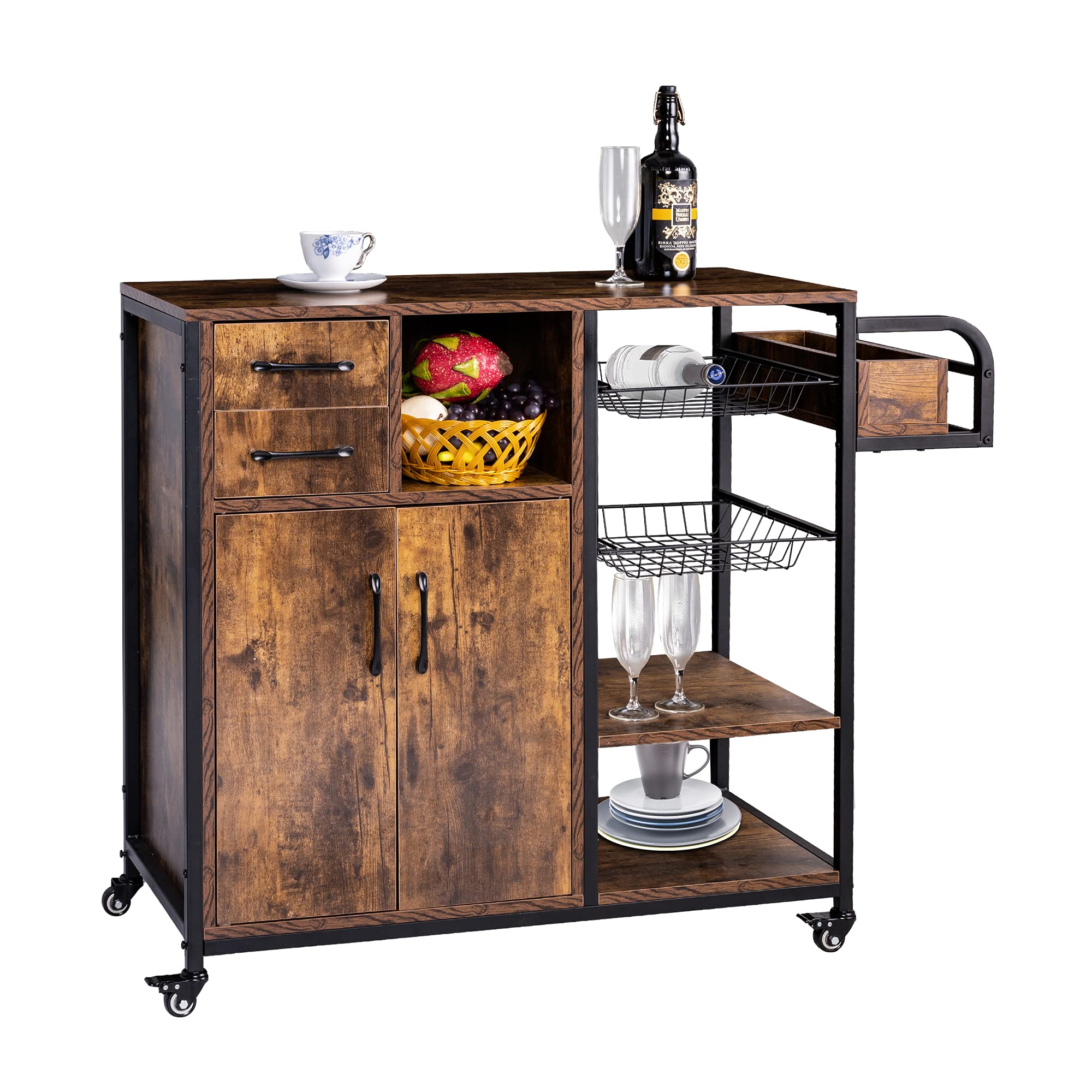 Buy WAYTRIM Kitchen Island Cart on Lockable Wheels, Home Bar Serving