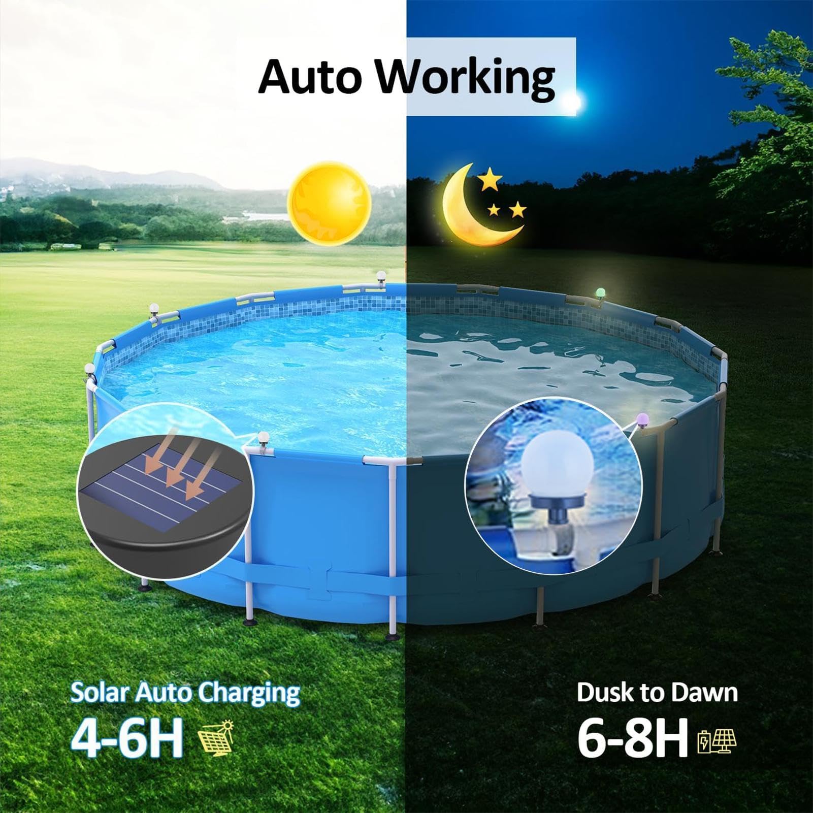 Lampes solaires de piscine | 6 pièces étanches avec sangle réglable | Lumière de piscine, décoration de fête – Pour mariage, vacances, piscine, jardin, terrasse, étang Lampes solaires de piscine | 6 pièces étanches avec sangle réglable | Lumière de piscine, décoration de fête – Pour mariage, vacances, piscine, jardin, terrasse, étang