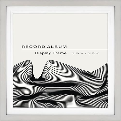 MCS Marco de disco mate individual para álbum, marco de grabación de 15 x 15 pulgadas, color gris para mostrar una chaqueta de disco de vinilo LP