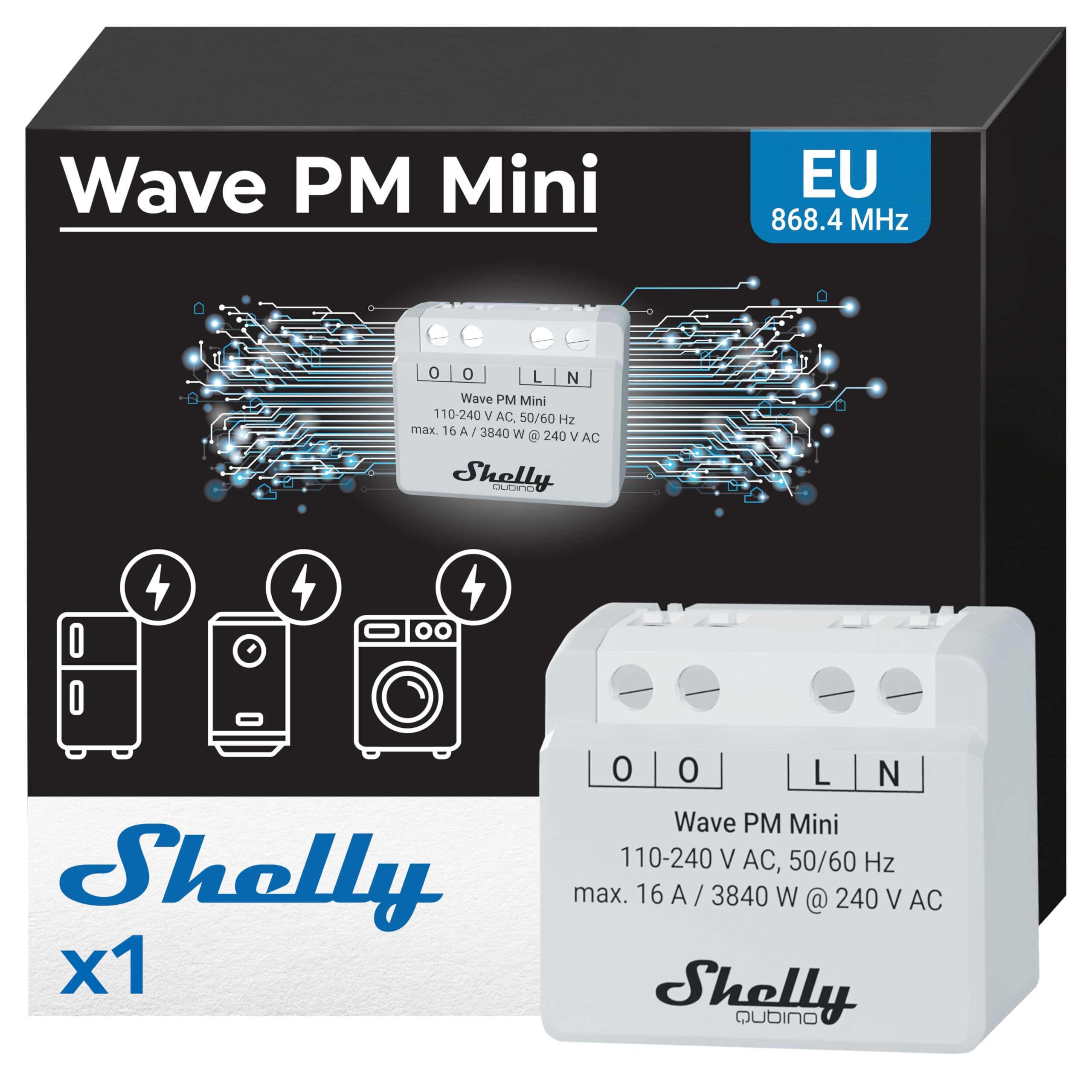 Shelly Pro EM 50A Compteur électrique Wi-Fi Bluetooth avec contrôle des