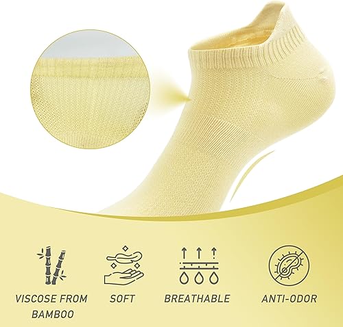 Miniatura 3 de SERISIMPLE Calcetines ultra finos de viscosa de bambú de corte bajo para mujer, no se ven ventilados, tobillos, antiolor, soporte de arco,
