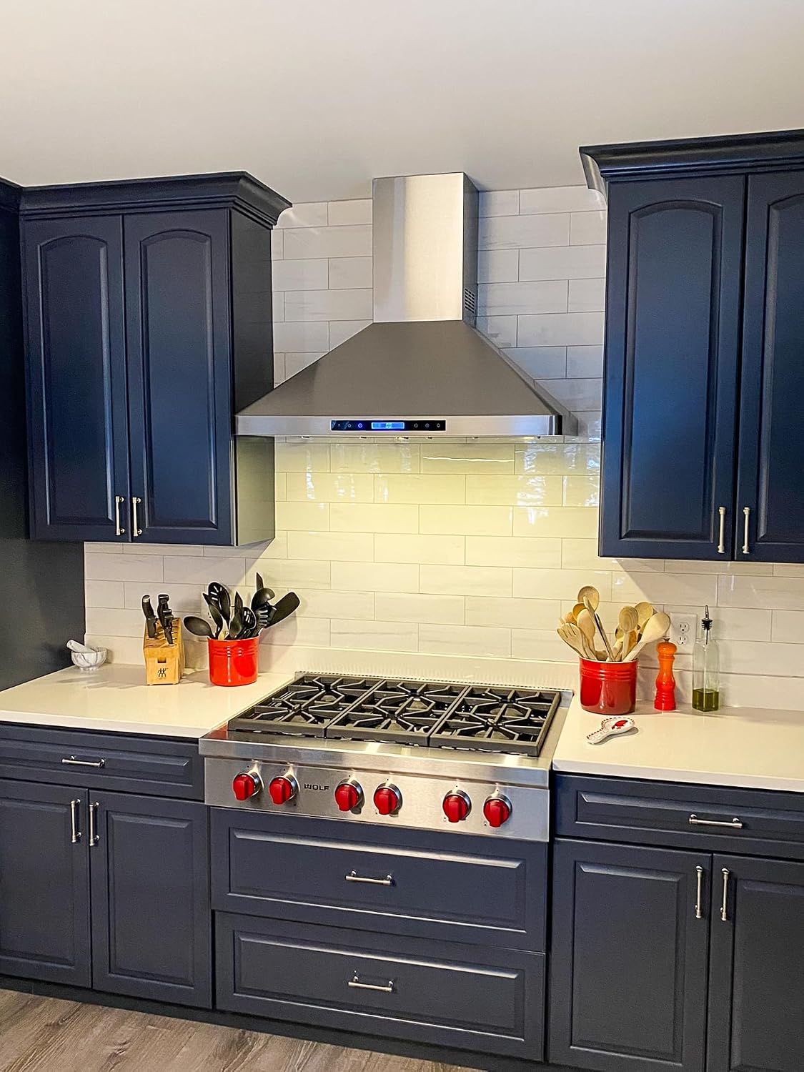 PROLINE 30-Inch Wall-Mounted Range Hood, 900 CFM, Stainless Steel, LED Lights, 6" Round Ducting, ULTRA-QUIET Blower Motor, 4 Speed, 3-Year Warranty, Dishwasher-Safe Filters, PLFW 129E.30, Kitchen Hood