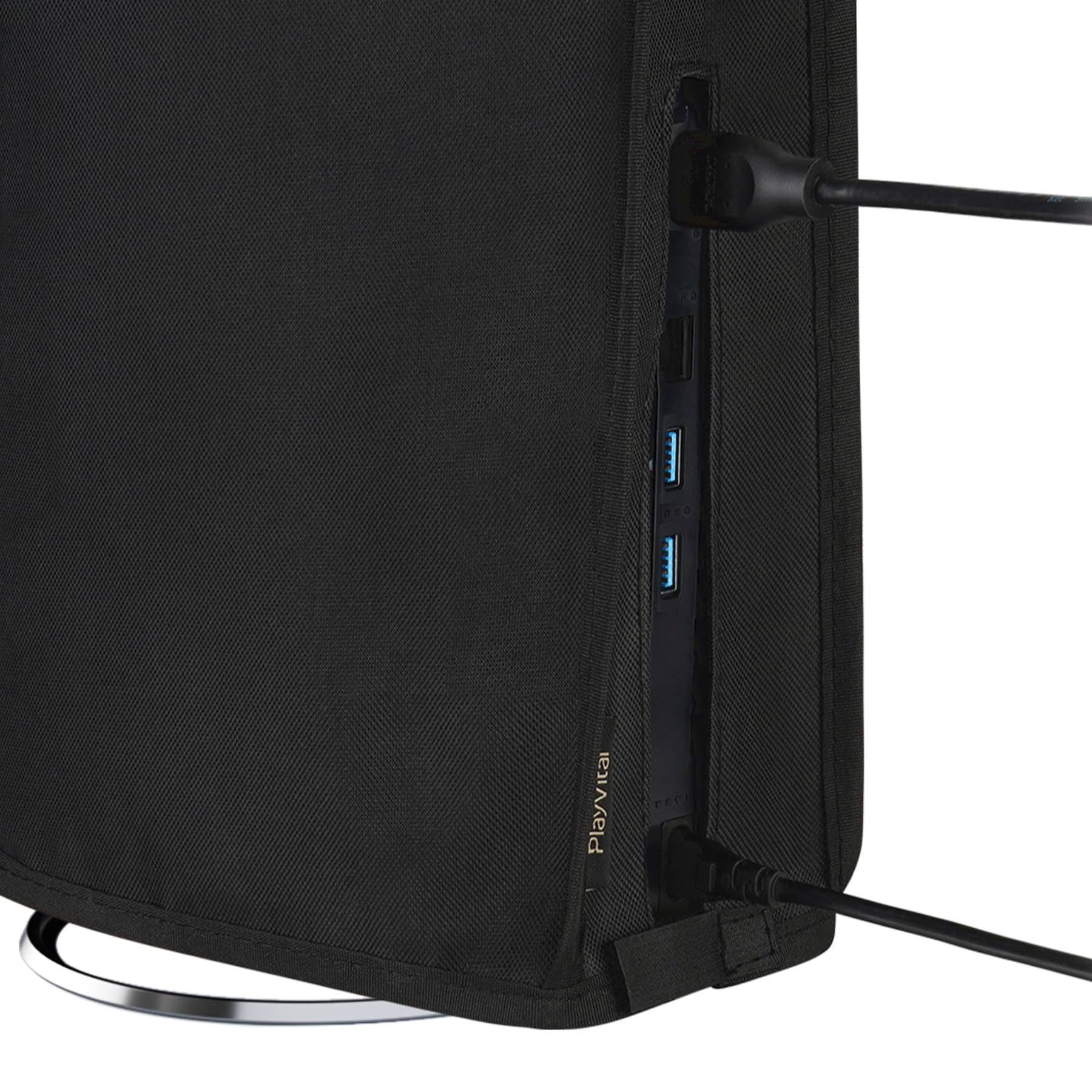 playvital Housse Anti-Poussière pour ps5 Slim Standard Console,Accessoire Protection pour ps5 Slim Cache-Poussière Nylon Dust Cover,Disc Edition-Vertical,Noir