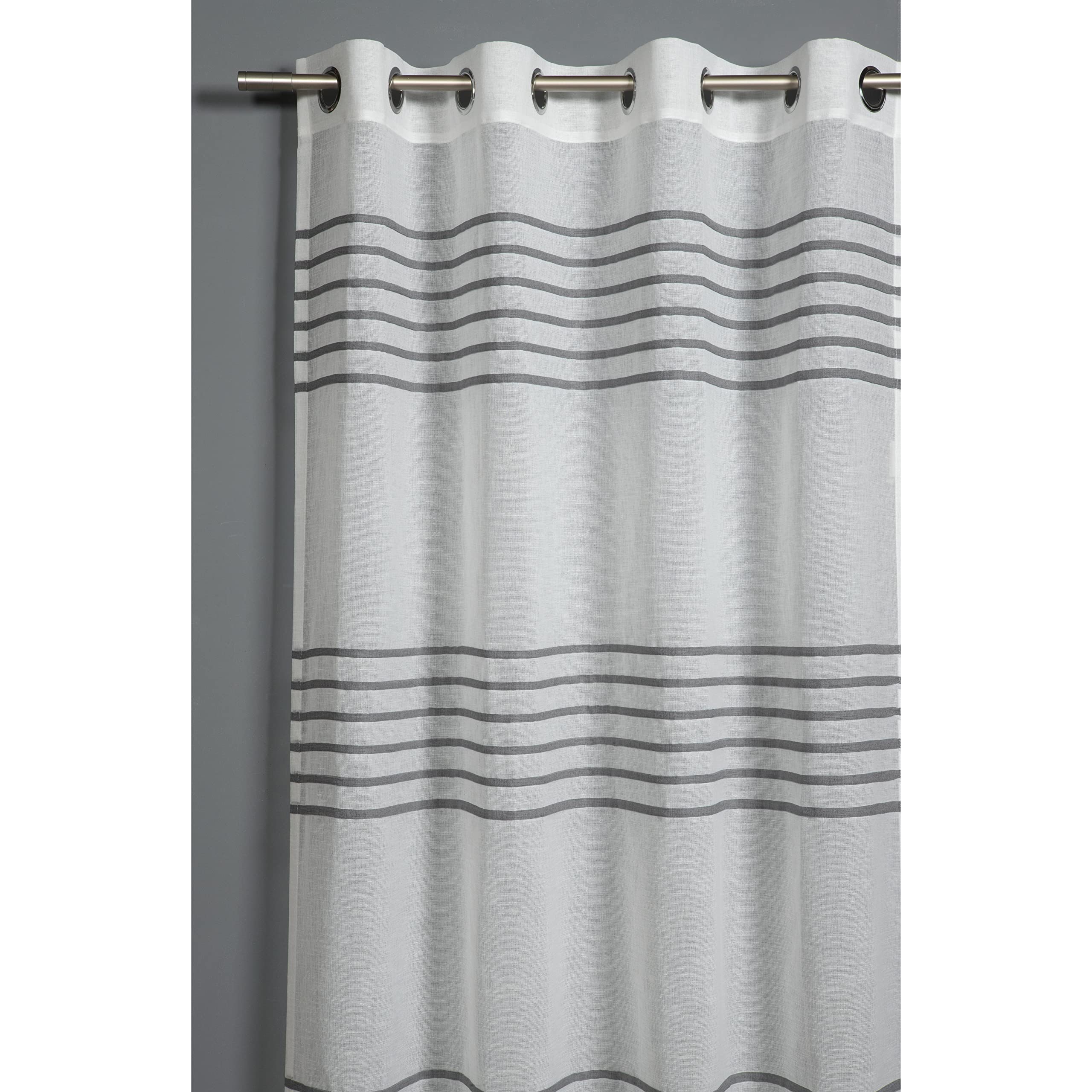 Gardinia Eyelet Curtains 3D Stripe Sheer Eyelet Curtains Grey 140 x 245 cm