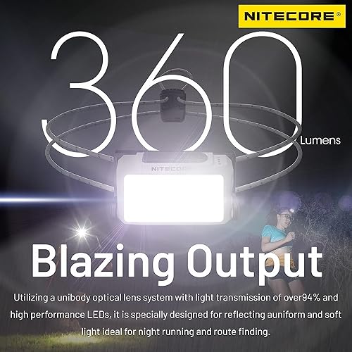 Miniatura 2 de Nitecore NU21 360 lúmenes ultraligero al aire libre faro doble haz USB-C recargable etiqueta de faro (blanco)
