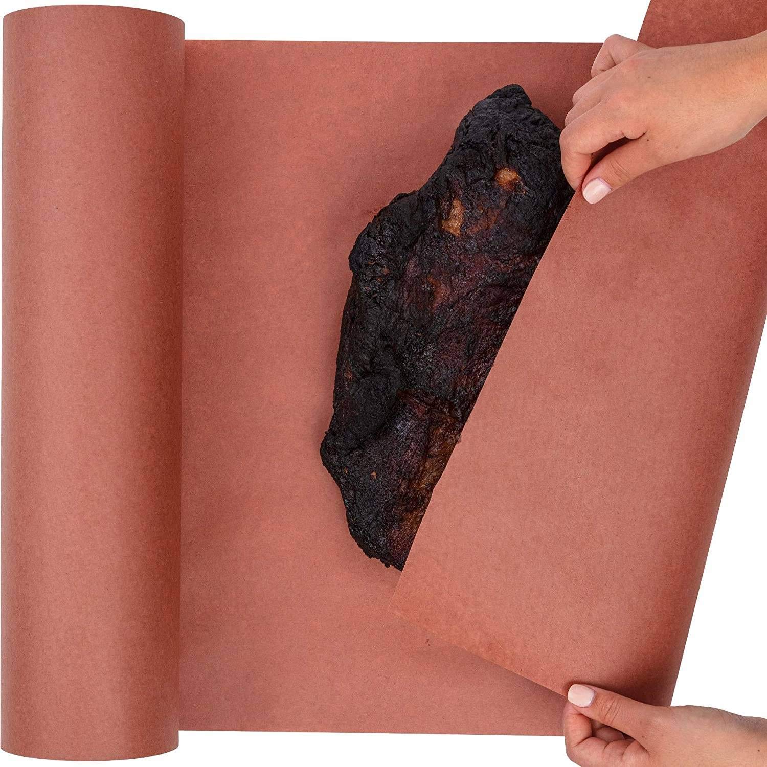 VENEKA Papier d'emballage de PêChe de Qualité Alimentaire de Rouleau de Papier de Boucher Kraft Rose de 45,7 Cm x 53,3 Mètre pour Fumer la Viande de Toutes Les VariéTéS