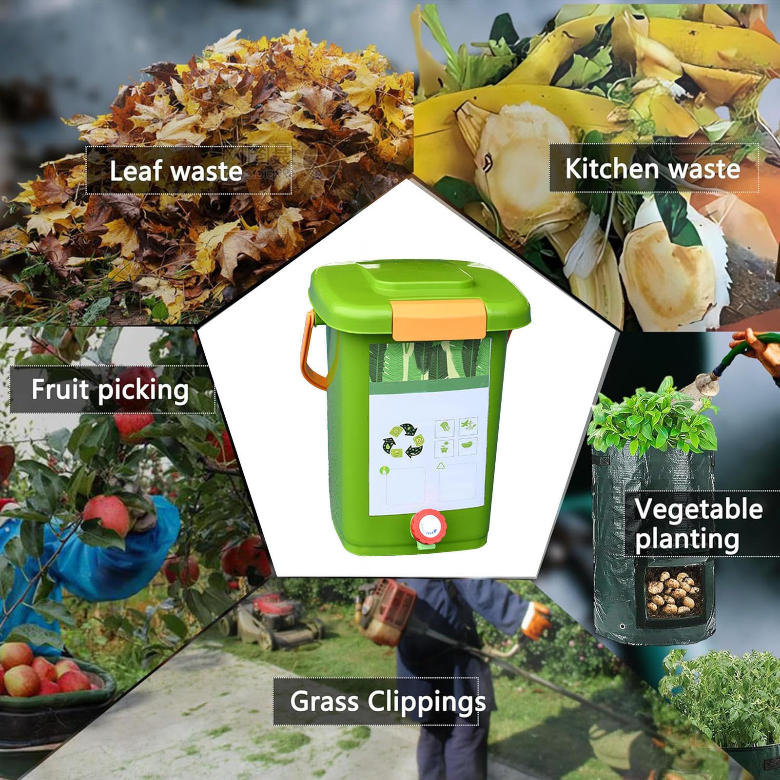 Bio Mülleimer 8L/10L/15L/20L Biomülleimer Küche Bequemes Recycling von Lebensmittelabfällen Küchenabfalleimer,Style4(20L)-1Set